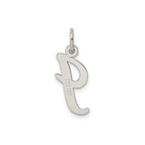 Sterling Silver Letter J Pendant Charm, Cursive Script Initial Design for Women or Unisex Use