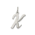 Sterling Silver Letter K Pendant Charm, Polished Script Initial Design for Women or Unisex Use