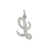 Sterling Silver Pendant Charm, Script Letter L Initial, Cursive Monogram Jewelry
