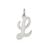 Sterling Silver Pendant Charm, Script Letter L Initial, Cursive Monogram Jewelry