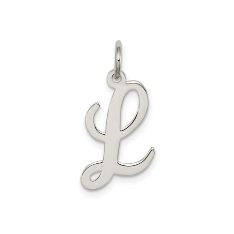 Sterling Silver Pendant Charm, Script Letter L Initial, Cursive Monogram Jewelry