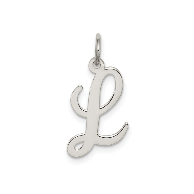 Sterling Silver Pendant Charm, Script Letter L Initial, Cursive Monogram Jewelry