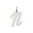 Sterling Silver Pendant, Lowercase Script Letter M, Minimalist Monogram Charm for Women
