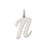 Sterling Silver Pendant, Lowercase Script Letter M, Minimalist Monogram Charm for Women