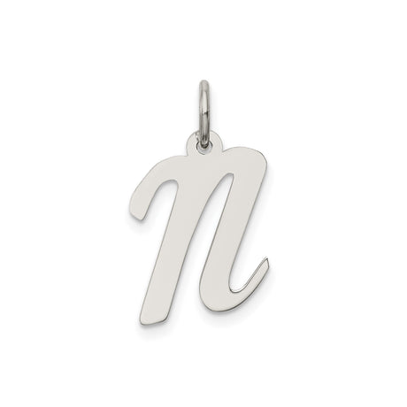 Sterling Silver Pendant, Lowercase Script Letter M, Minimalist Monogram Charm for Women