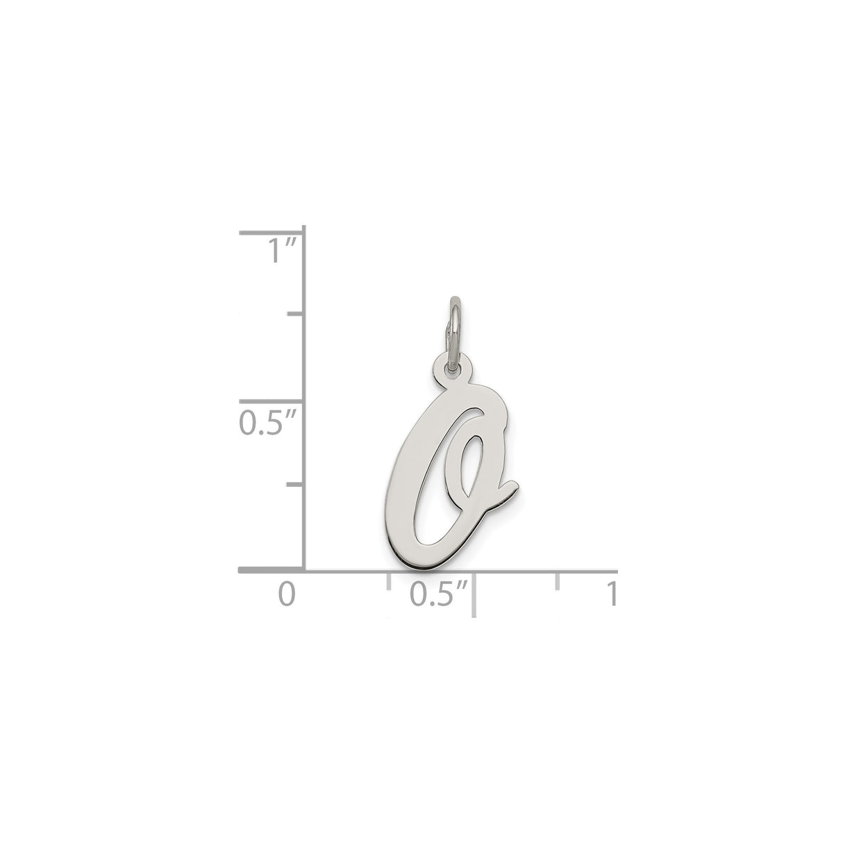Sterling Silver Script Initial Q Pendant, Polished Cursive Letter Charm for Necklace or Bracelet