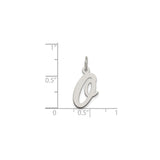 Sterling Silver Script Initial Q Pendant, Polished Cursive Letter Charm for Necklace or Bracelet