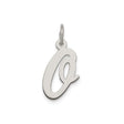 Sterling Silver Script Initial Q Pendant, Polished Cursive Letter Charm for Necklace or Bracelet