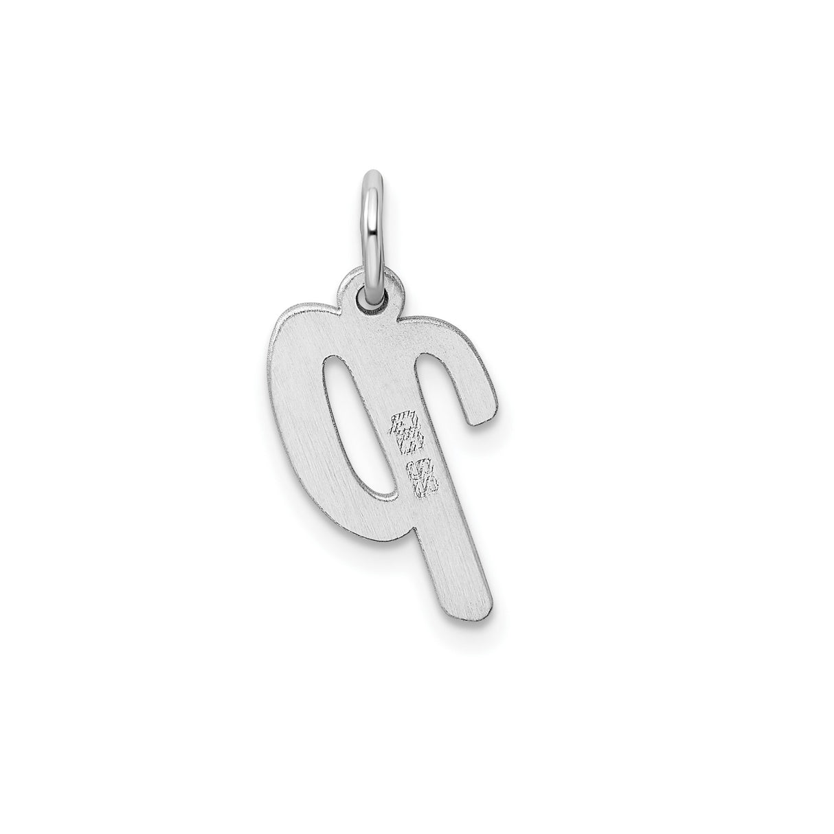 Sterling Silver Pendant, Lowercase Script Letter P, Polished Monogram Charm