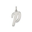 Sterling Silver Pendant, Lowercase Script Letter P, Polished Monogram Charm