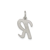 Sterling Silver Initial R Pendant Charm, Polished Script Letter Design for Women