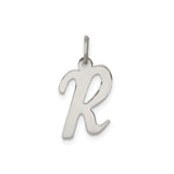 Sterling Silver Initial R Pendant Charm, Polished Script Letter Design for Women