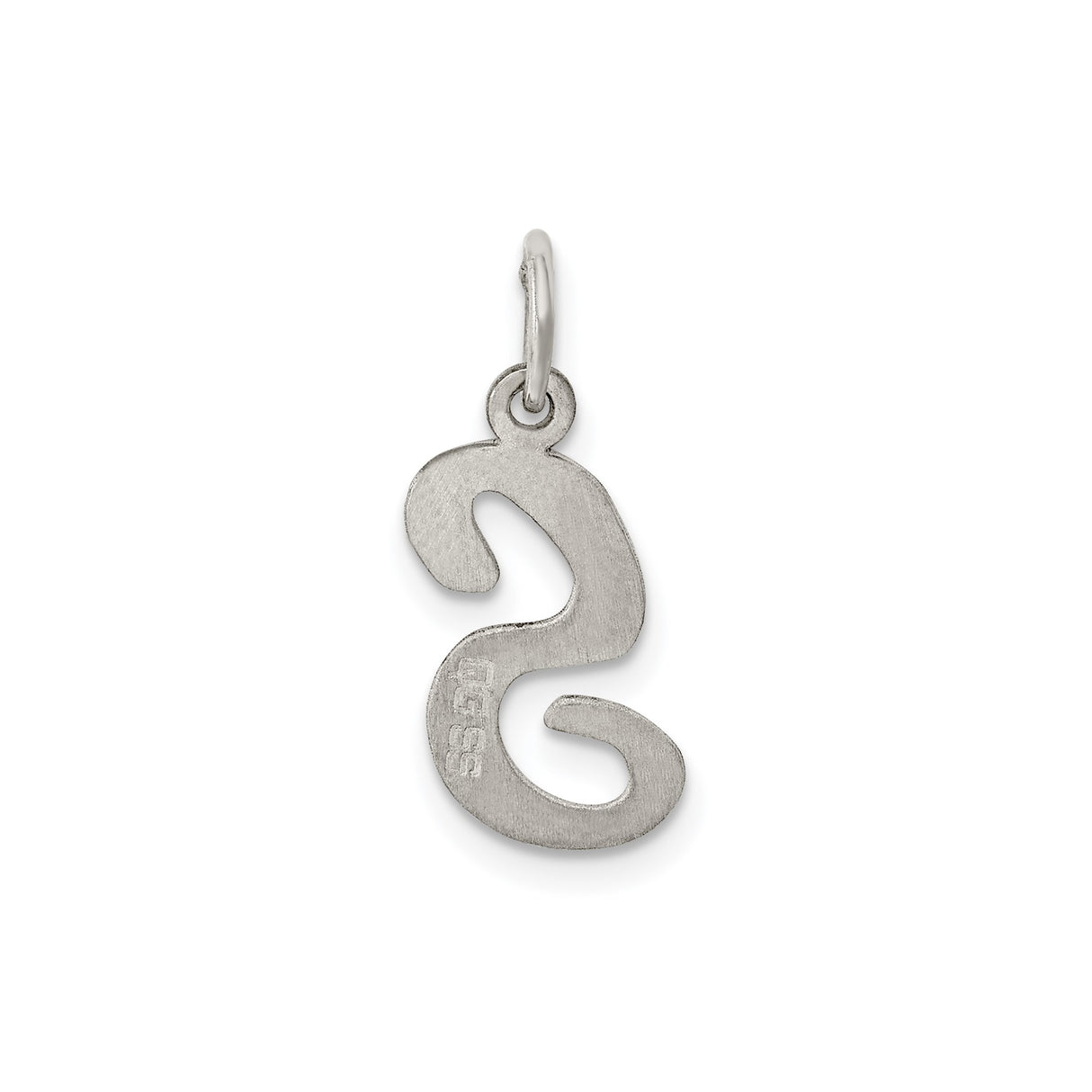 Sterling Silver Letter S Pendant Charm, Polished Script Initial Jewelry for Women or Unisex Wear