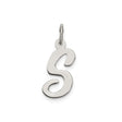 Sterling Silver Letter S Pendant Charm, Polished Script Initial Jewelry for Women or Unisex Wear