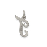 Sterling Silver Script Letter J Pendant Charm, Polished Cursive Initial Jewelry for Women or Unisex Wear