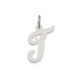 Sterling Silver Script Letter J Pendant Charm, Polished Cursive Initial Jewelry for Women or Unisex Wear