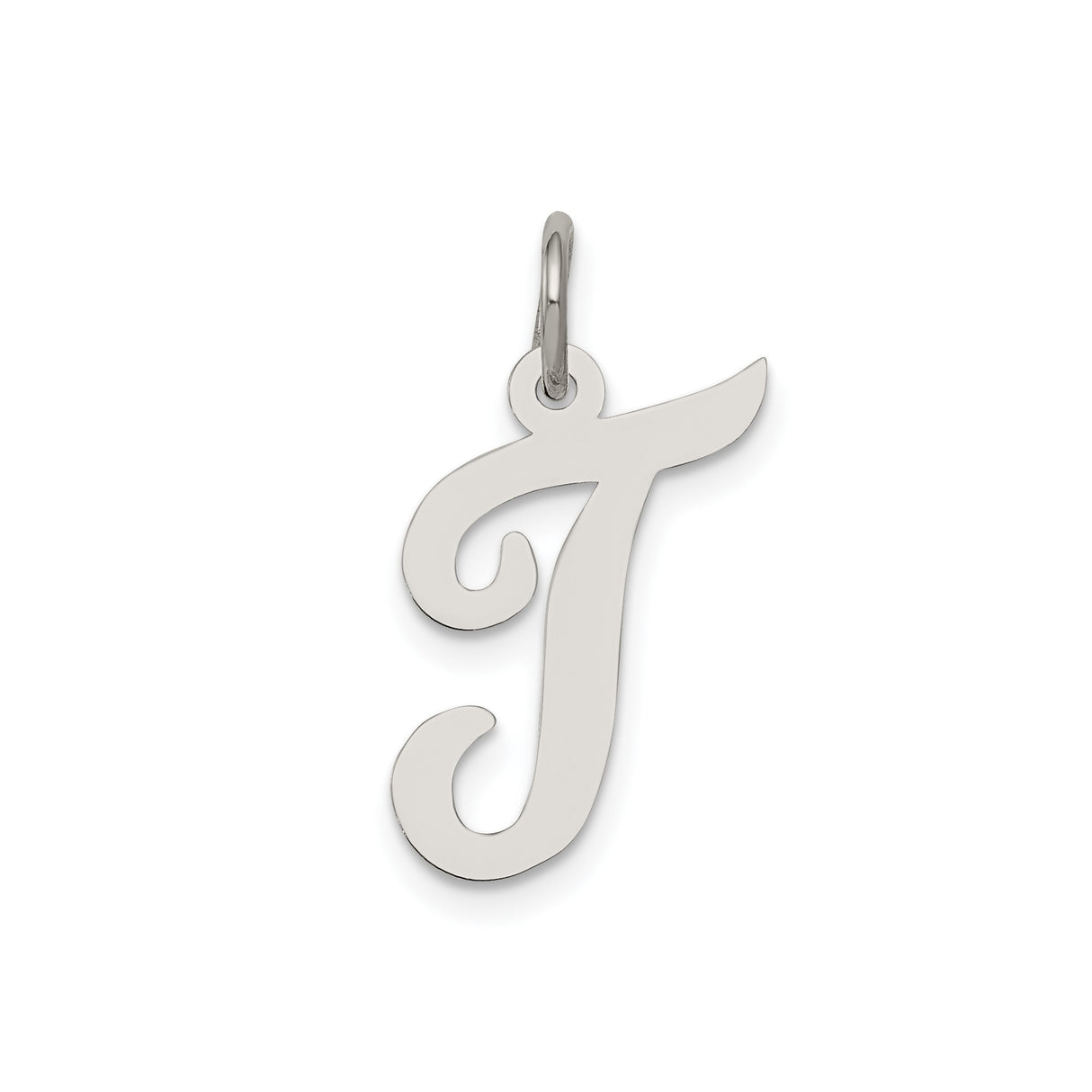 Sterling Silver Script Letter J Pendant Charm, Polished Cursive Initial Jewelry for Women or Unisex Wear
