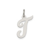 Sterling Silver Script Letter J Pendant Charm, Polished Cursive Initial Jewelry for Women or Unisex Wear