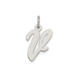 Sterling Silver Script Initial V Pendant Charm, Polished Cursive Letter Jewelry for Women