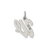 Sterling Silver Letter W Pendant Charm, Cursive Initial Monogram Jewelry for Women or Unisex