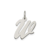 Sterling Silver Letter W Pendant Charm, Cursive Initial Monogram Jewelry for Women or Unisex