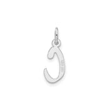 Sterling Silver Script Initial C Pendant Charm, Polished Letter Monogram Jewelry for Women