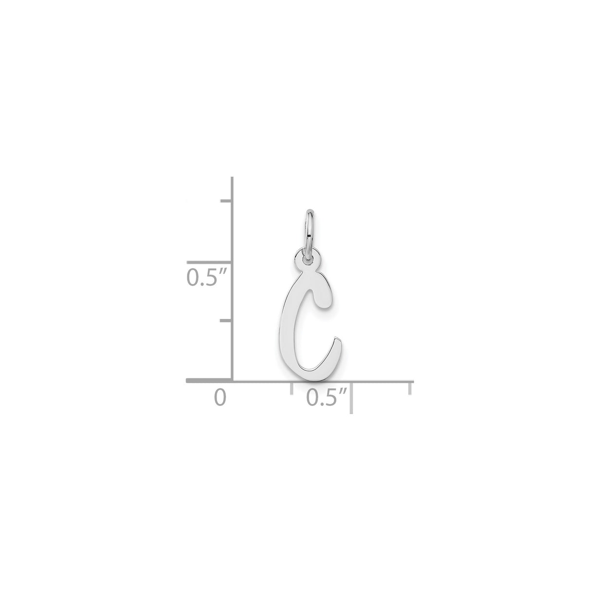 Sterling Silver Script Initial C Pendant Charm, Polished Letter Monogram Jewelry for Women