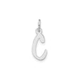 Sterling Silver Script Initial C Pendant Charm, Polished Letter Monogram Jewelry for Women