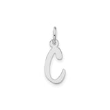Sterling Silver Script Initial C Pendant Charm, Polished Letter Monogram Jewelry for Women