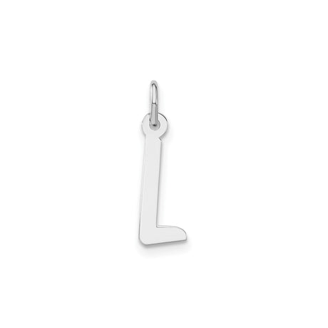 Sterling Silver Initial L Pendant Charm, Polished Block Letter Jewelry for Necklace or Bracelet