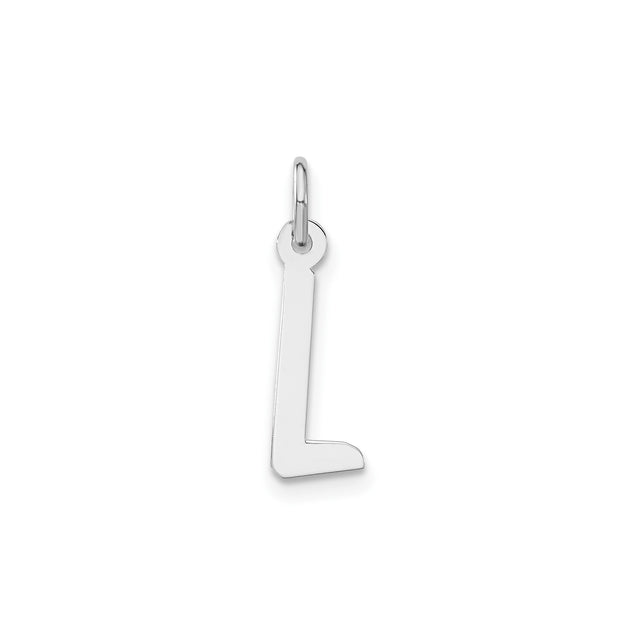 Sterling Silver Initial L Pendant Charm, Polished Block Letter Jewelry for Necklace or Bracelet