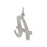 Sterling Silver Script Initial A Pendant Charm, Polished Cursive Letter Design