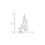 Sterling Silver Script Initial A Pendant Charm, Polished Cursive Letter Design