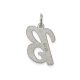 Sterling Silver Script Letter B Pendant Charm, Polished Initial Jewelry for Necklace or Bracelet