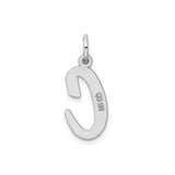 Sterling Silver Initial C Pendant Charm, Polished Script Letter Design, Unisex Alphabet Jewelry