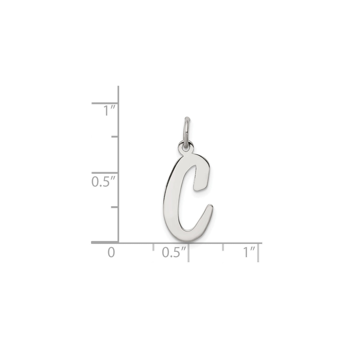 Sterling Silver Initial C Pendant Charm, Polished Script Letter Design, Unisex Alphabet Jewelry