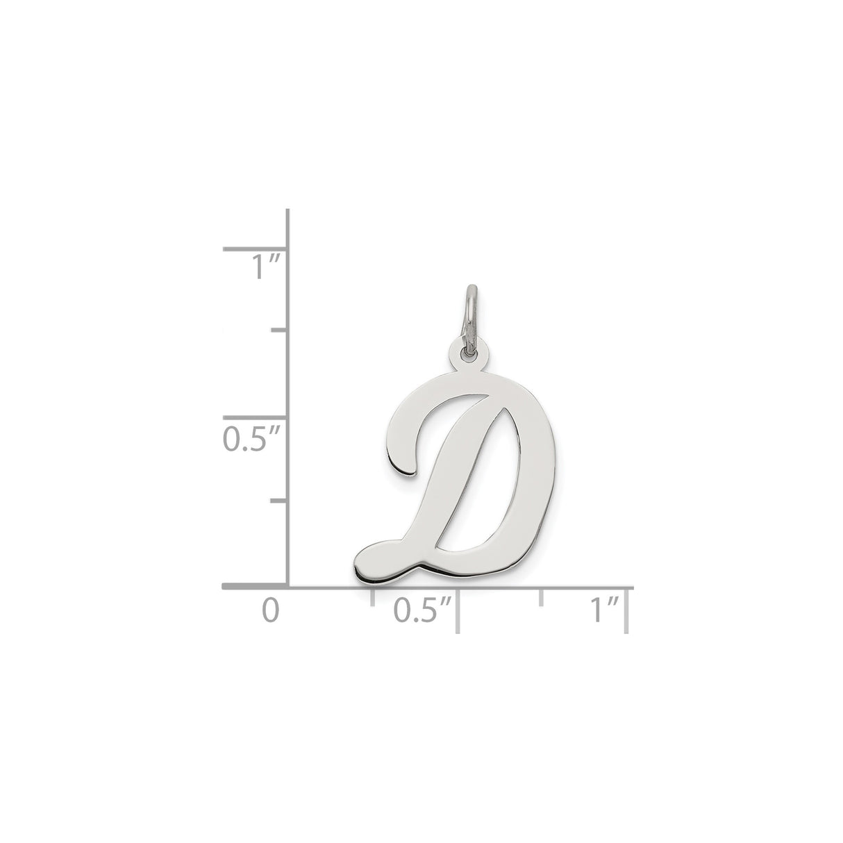 Sterling Silver Initial D Pendant Charm, Polished Cursive Letter Jewelry for Women or Unisex Wear