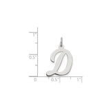 Sterling Silver Initial D Pendant Charm, Polished Cursive Letter Jewelry for Women or Unisex Wear