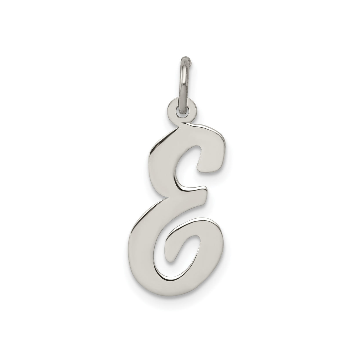 Sterling Silver Letter E Pendant, Cursive Initial Charm, Unisex Monogram Jewelry