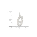 Sterling Silver Pendant with Script Letter G, Cursive Initial Charm, Unisex Monogram Jewelry
