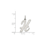 Sterling Silver Initial H Pendant, Script Letter Charm, Dainty Monogram Jewelry