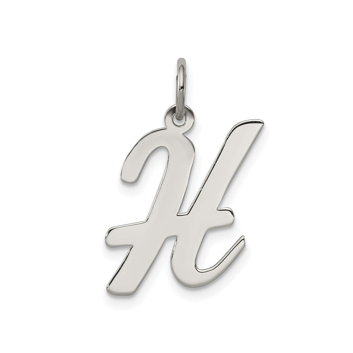 Sterling Silver Initial H Pendant, Script Letter Charm, Dainty Monogram Jewelry