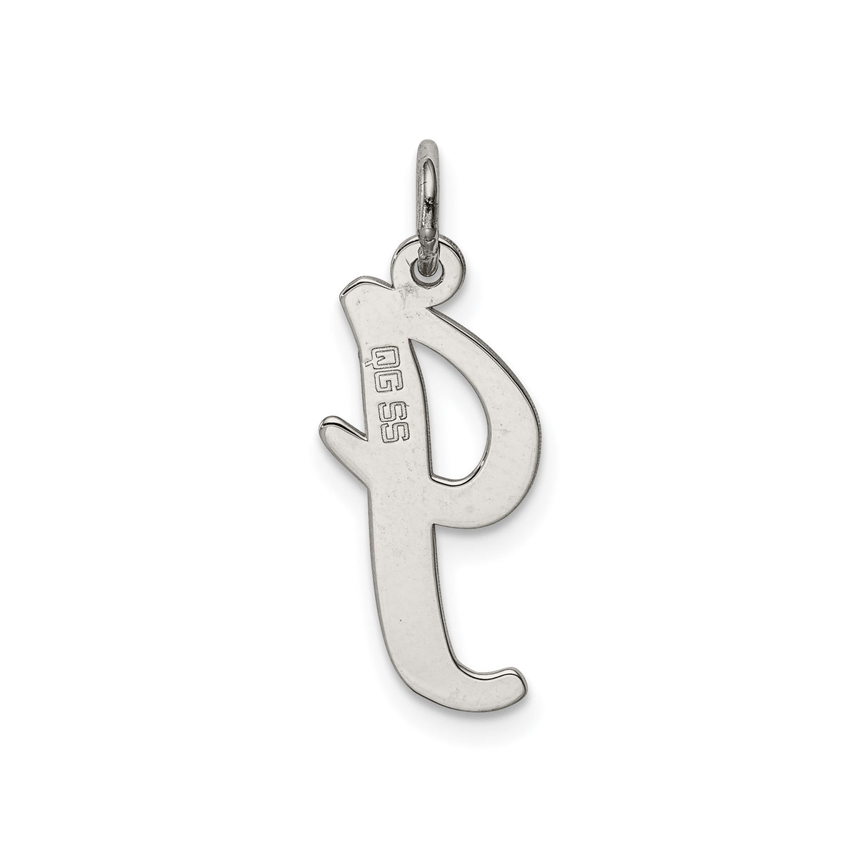 Sterling Silver Pendant with Cursive Lowercase Letter G, Polished Script Initial Charm