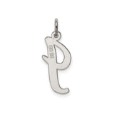 Sterling Silver Pendant with Cursive Lowercase Letter G, Polished Script Initial Charm
