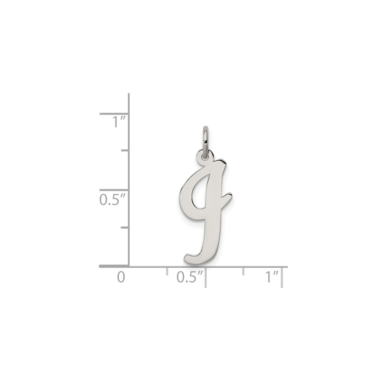 Sterling Silver Pendant with Cursive Lowercase Letter G, Polished Script Initial Charm