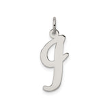 Sterling Silver Pendant with Cursive Lowercase Letter G, Polished Script Initial Charm