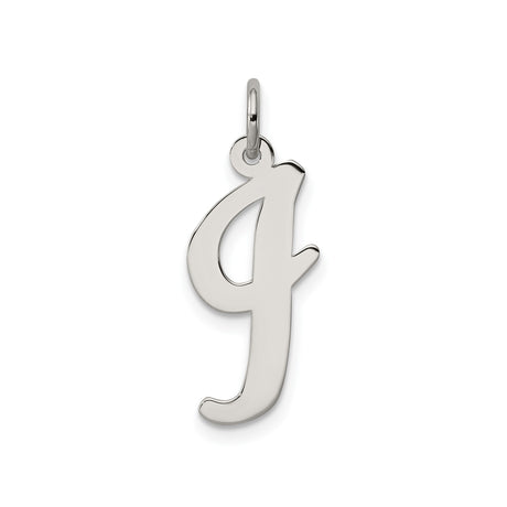 Sterling Silver Pendant with Cursive Lowercase Letter G, Polished Script Initial Charm