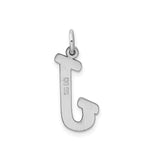 Sterling Silver Initial J Pendant Charm, Polished Block Letter, Monogram Alphabet Jewelry