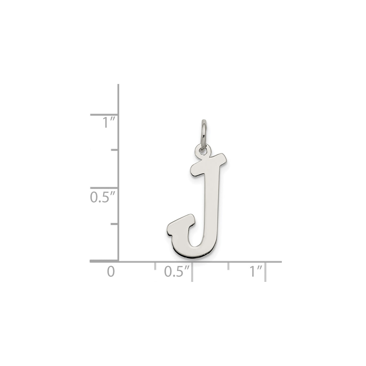 Sterling Silver Initial J Pendant Charm, Polished Block Letter, Monogram Alphabet Jewelry