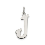 Sterling Silver Initial J Pendant Charm, Polished Block Letter, Monogram Alphabet Jewelry